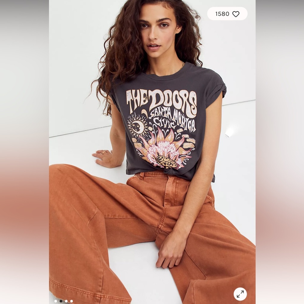 Free People Dark Gray Graphic Tee